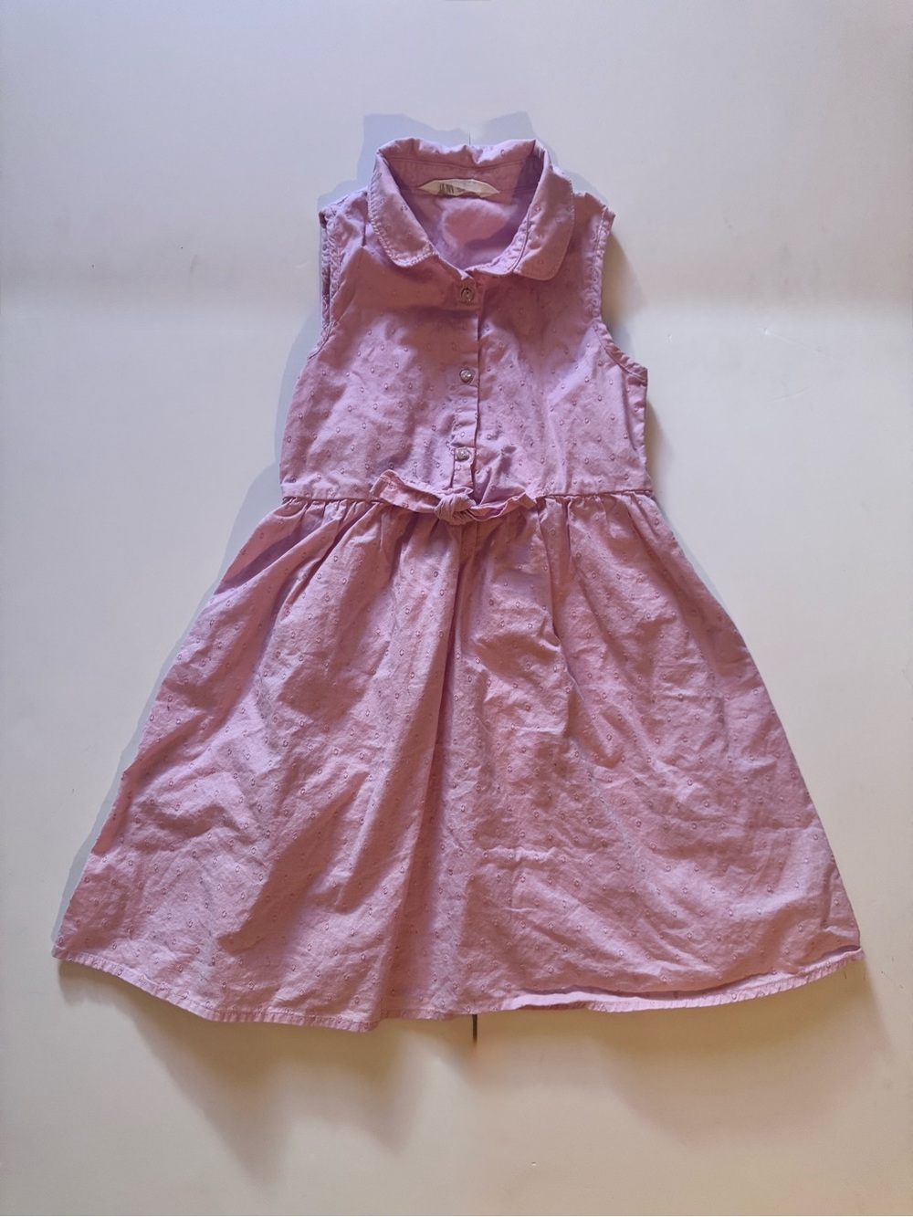 H&M Sleeveless Pink Eyelet Collared Dress Size 6/7 in GUC